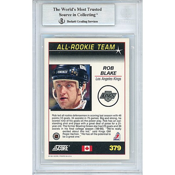 Rob Blake Signed LA Kings 1991-1992 Score Hockey Card Beckett BAS Slab Autograph - Picture 2 of 4
